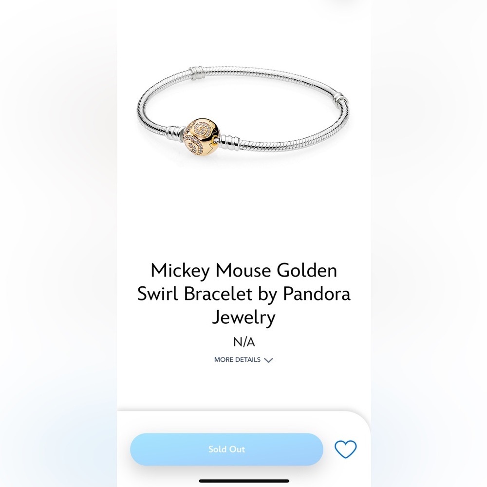 PANDORA Mickey Mouse golden swirl bracelet